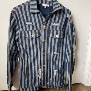 Vintage Striped Oversized Denim Jacket